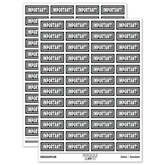 Important with Border Sticker Set - Black - Matte Finish - 1.25" Mini