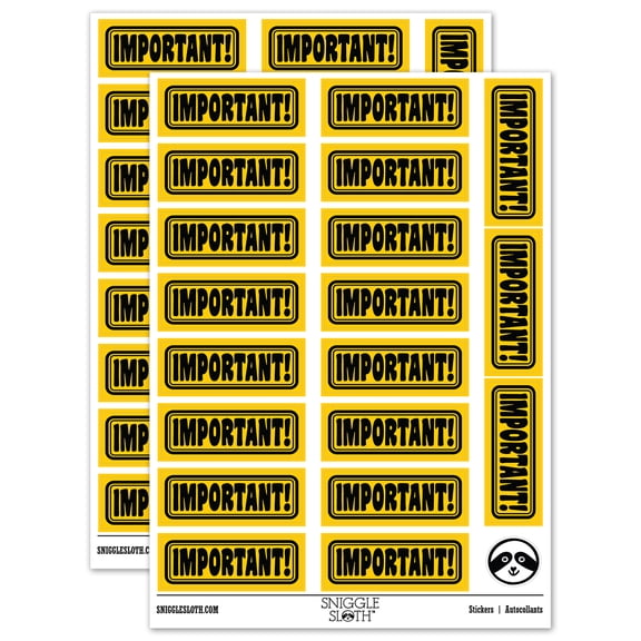 Important with Border Sticker Set - Yellow - Matte Finish - 2.00" Large