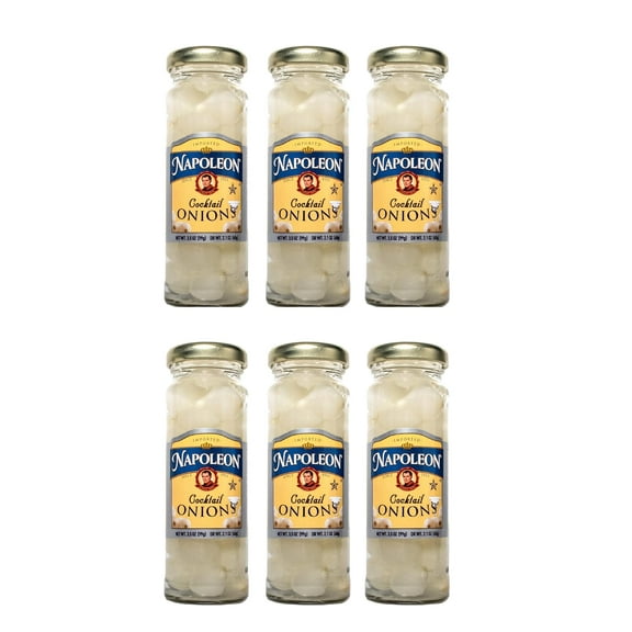 Imported Cocktail Onions 6 Small Glass Jars NT. WT. 3.2 oz. DR. NT.WT. 2.1 oz.