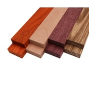 Imported Exotic Hardwood Variety Pack - Zebrawood, Purpleheart, Padauk, Okoume - 3/4" x 2" (8 Pcs)