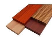 Imported Exotic Hardwood Variety Pack - Zebrawood, Purpleheart, Padauk, Okoume - 3/4" x 4" (4 Pcs)