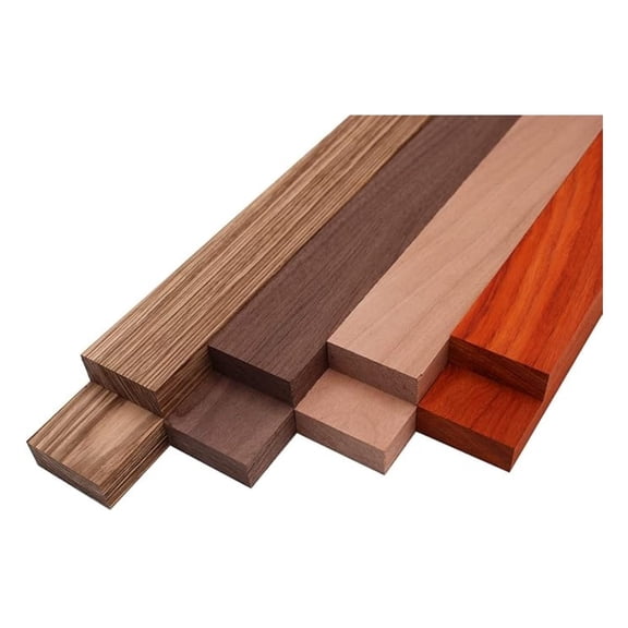 Imported Exotic Hardwood Variety Pack - Zebrawood, Walnut, Padauk, Okoume - 3/4" x 2" (8 Pcs) (3/4" x 2" x ")