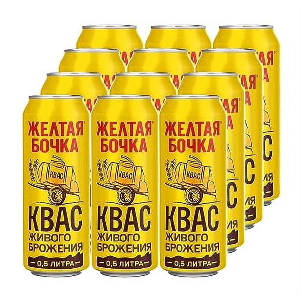 Imported Russian Rye Bread Soft Drink Kvass Yellow Barrel