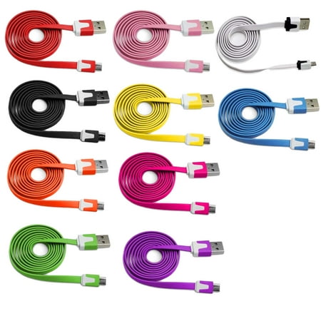 Importer520 10in1 Colorful 3m 10 Ft (Extra Long) Micro USB Data Sync Charger Cable forSamsung Conquer 4G Android Phone (Sprint)