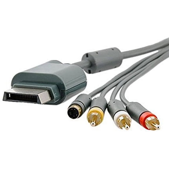Importer520 6ft Gray AV Composite and S-Video Cable Compatible With Microsoft Xbox 360 / Xbox 360 Slim