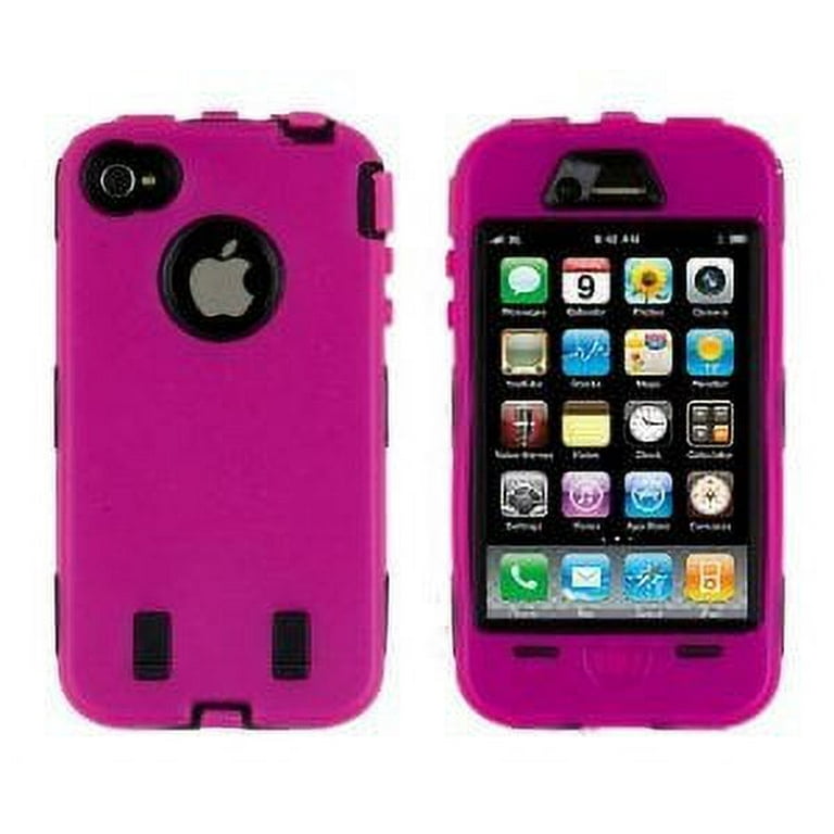 Importer520 Hybrid Body Armor Silicone Hard Case Cover for Apple iPhone 4 4S at t Verizon Sprint Pink Black