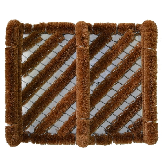 Brown Rectangular Boot Scrapper Coir Doormat 14" x 12"