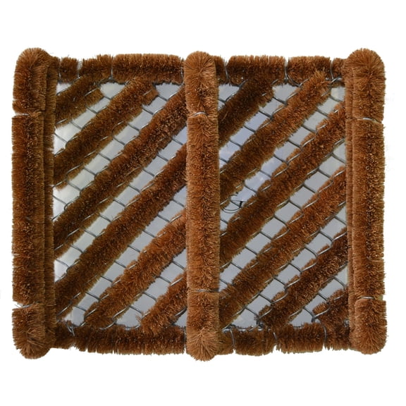Brown Rectangular Boot Scrapper Coir Doormat 14" x 12"