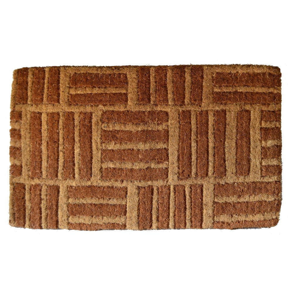 Brown and Beige Coir Outdoor Rectangular Doormat 18x30x1.5"