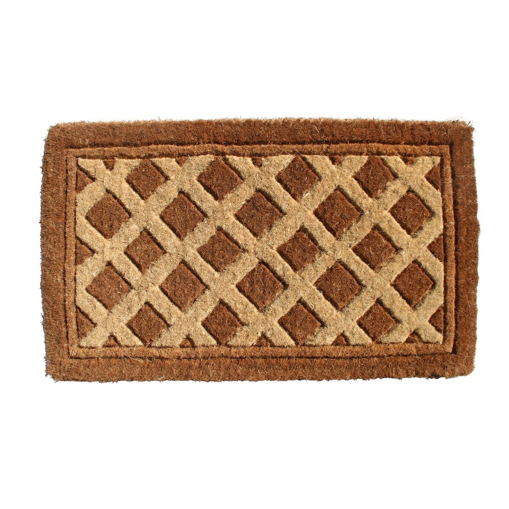 Handwoven Brown and Beige Coir Outdoor Doormat