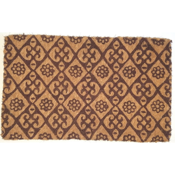 Imports Decor Inc Brown Rectangular Handwoven Floral Coir Doormat 30" x 18"