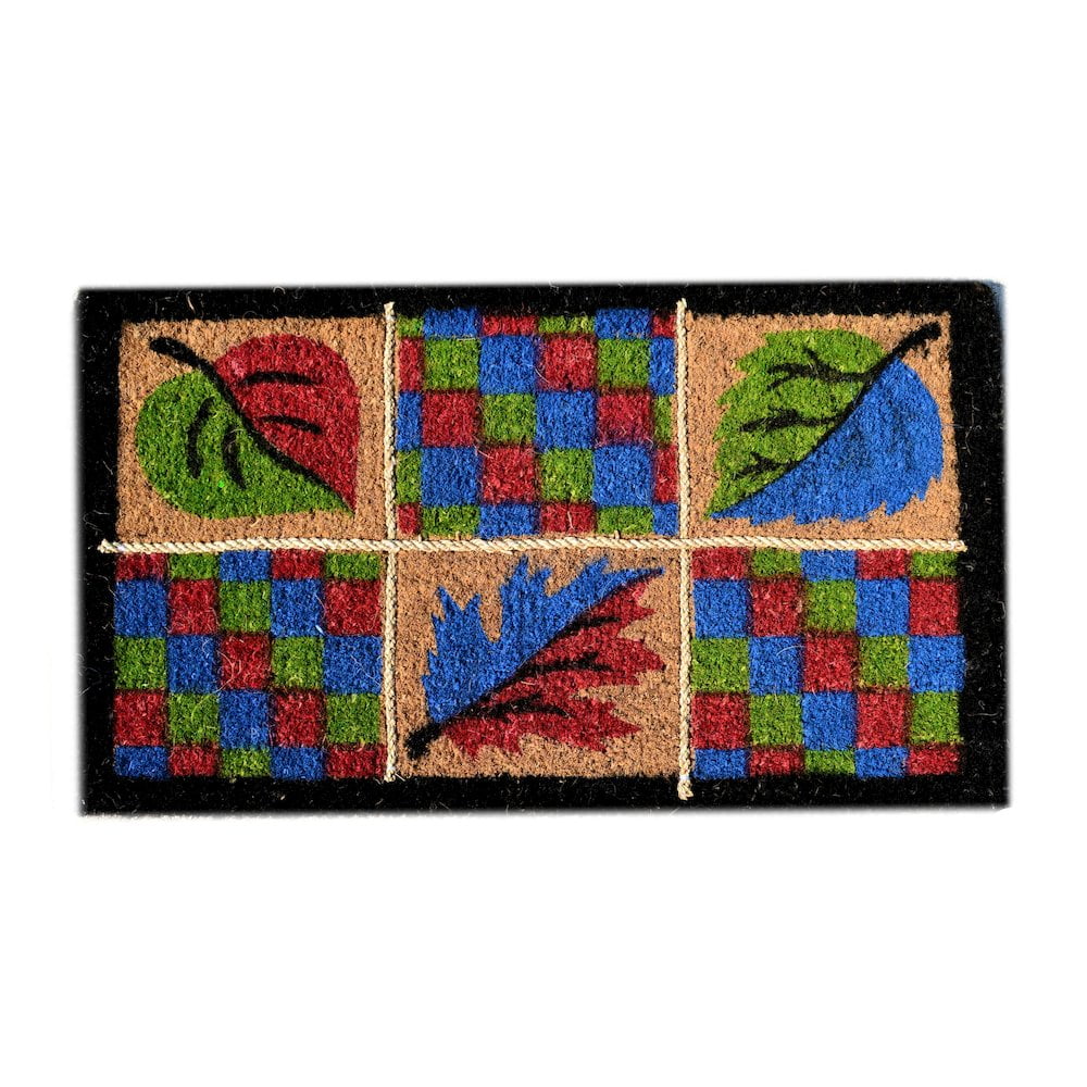 Multicolor Coir Outdoor Fall Leaves Rope Door Mat