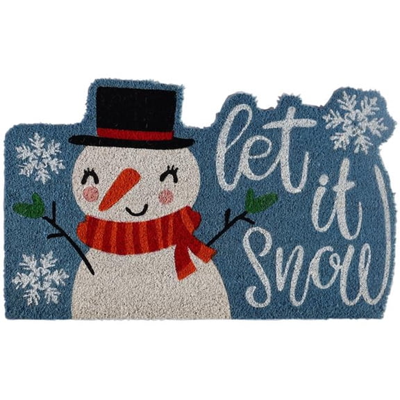 Imports Decor 588PVC 30 x 18 x 0.5 in. Let It Snow Mat - Blue, White & Red