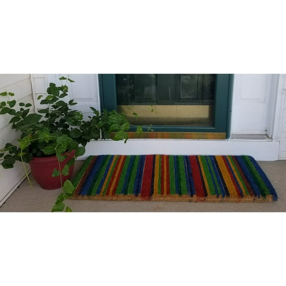 Imports Décor Multicolor Stripes Doormat in Coir Material