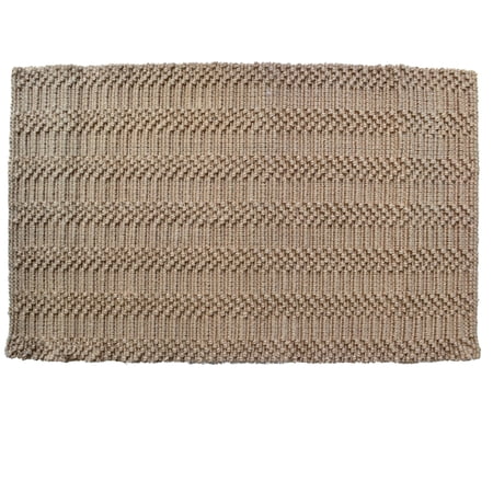 Imports Decor Inc 36" Brown and Beige Natural Waves Design Rectangular Hand Woven Rug