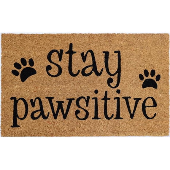 Imports Decor 591PVC 30 x 18 x 0.5 in. Stay Pawsitive Mat - Brown & Black