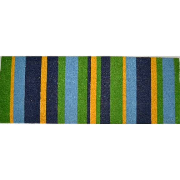 Imports Dcor Outdoor Coconut Fiber Green Stripes Door Mat (4' x 1'6)