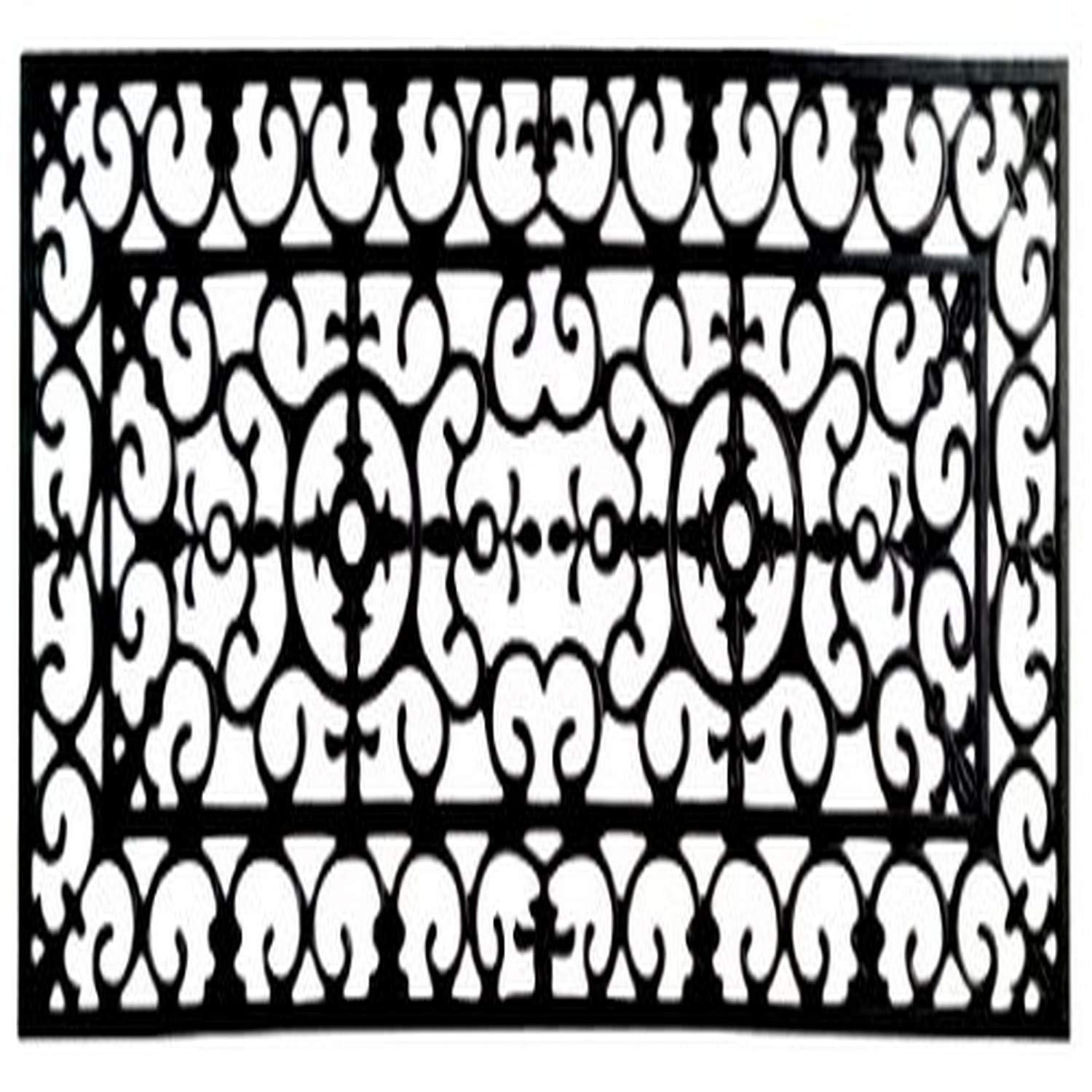Black Rubber Wrought Iron Style Stair Mat, 9x30 Inch