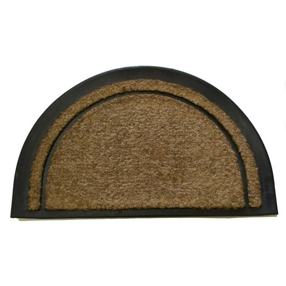 Imports Dcor Half-Round Coir Doormat with Rubber Backing, York Design, 20" x 32" Indoor/Outdoor Entry Mat