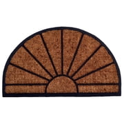Imports D cor Half-Round Sunburst Coir Doormat with Rubber Backing, 18" x 30"   Indoor/Outdoor Entry Mat
