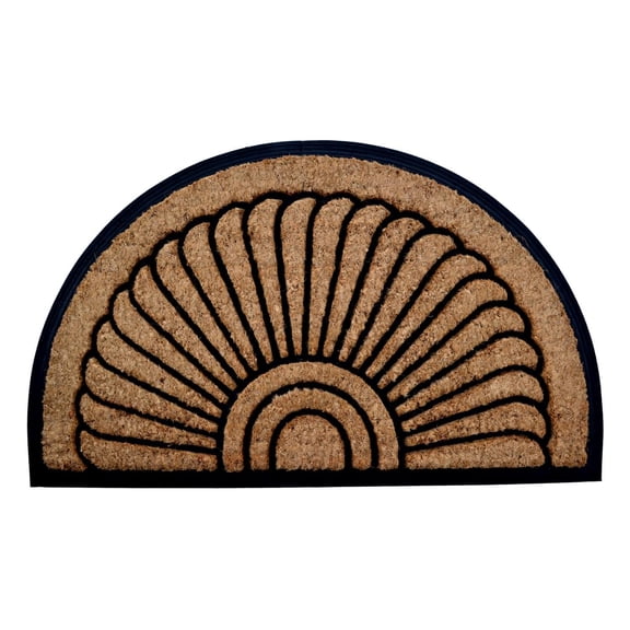 Imports Decor Half-round Rubber Back Coir Doormat, Sunrise, 24-Inch by 36-Inch