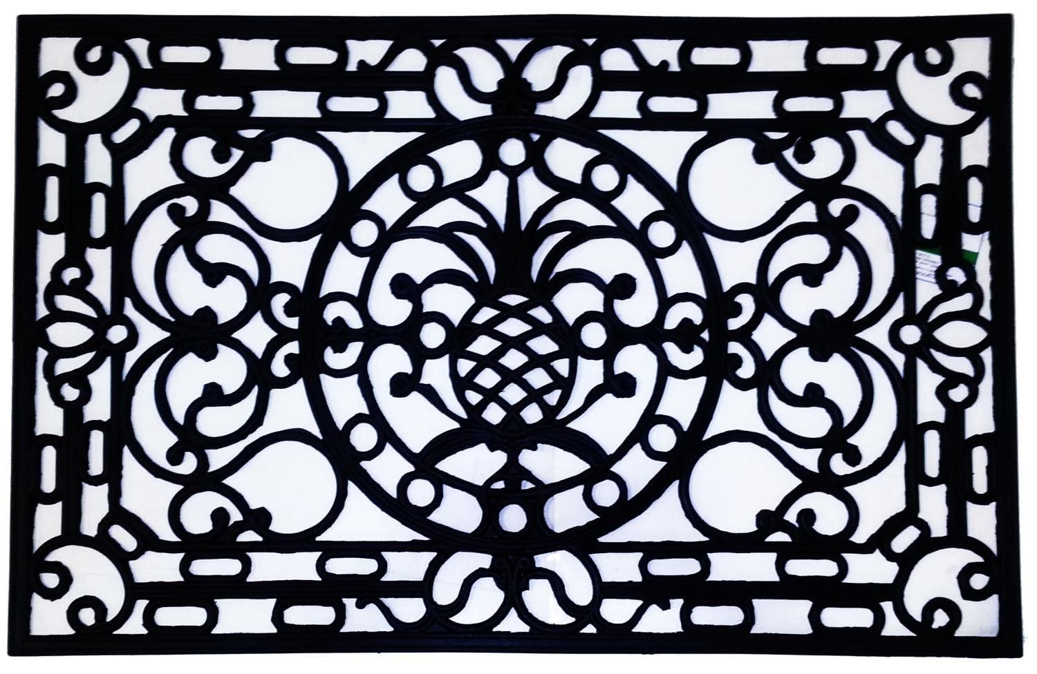 Pineapple Design Black Rubber Outdoor Doormat