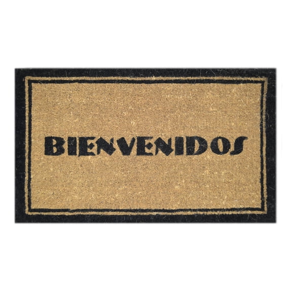Imports Decor Inc 30" Brown and Black Rectangular Bienvenidos Basic Coir Door Mat
