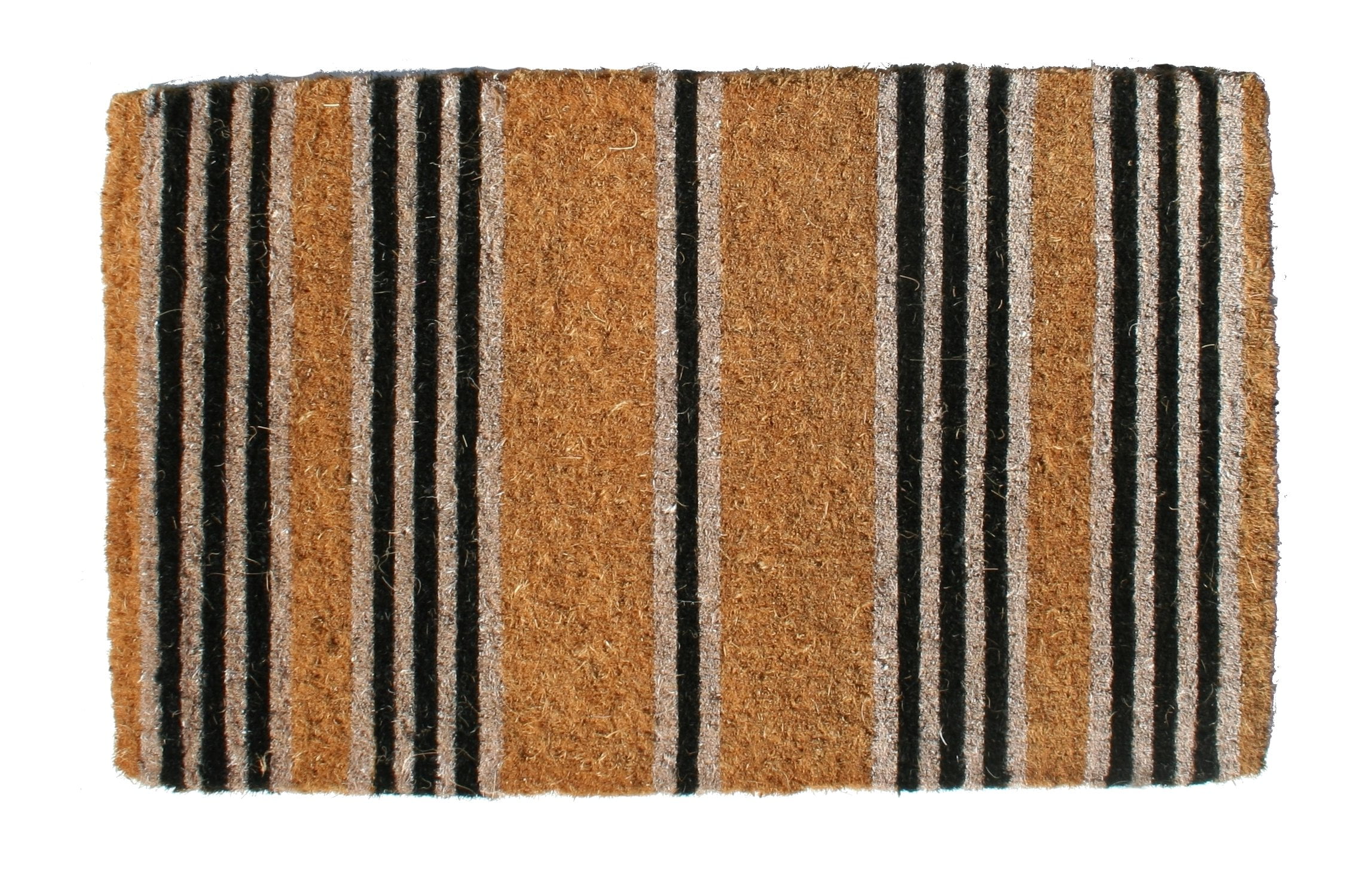 Handwoven Brown and Black Coir Outdoor Door Mat, 18x30 inches