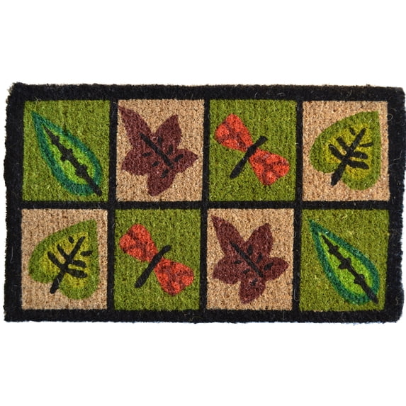 Imports Decor Inc 30" Green and Brown Rectangular Dragonfly Basic Coir Door Mat