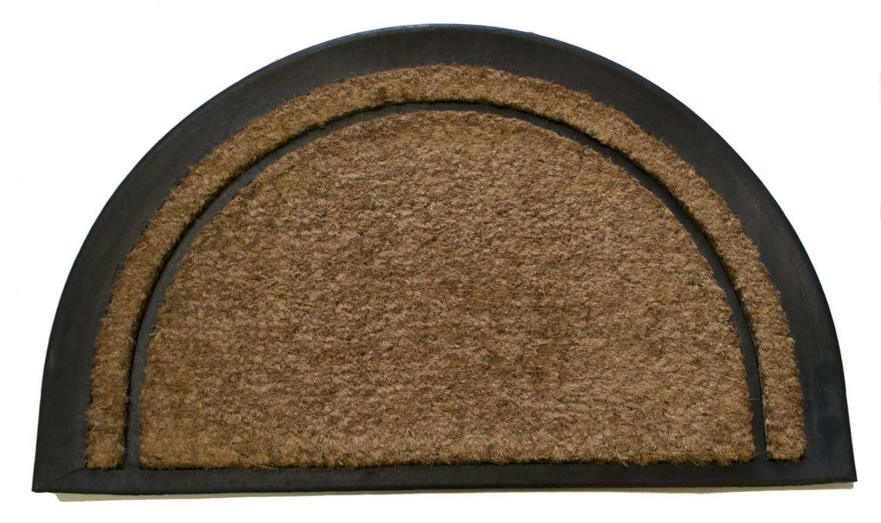Elegant Half-Round Coir Outdoor Doormat in Brown and Black