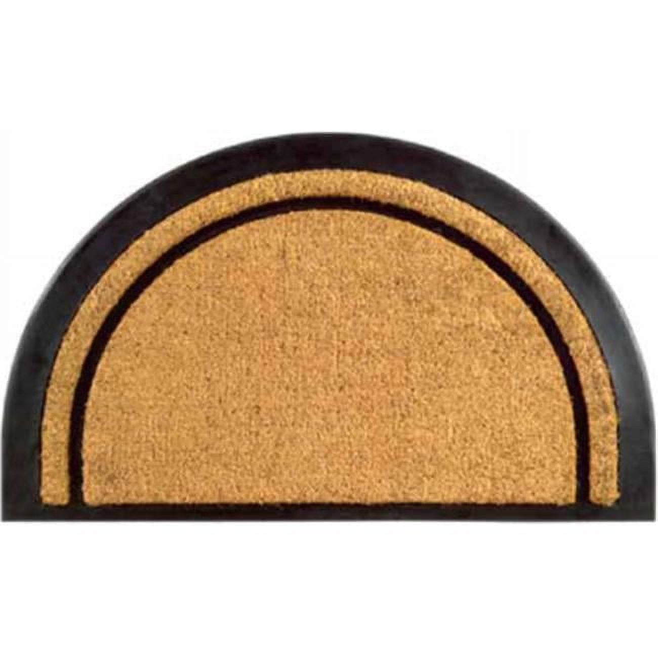 Elegant Half-Round Coir Outdoor Doormat in Brown and Black