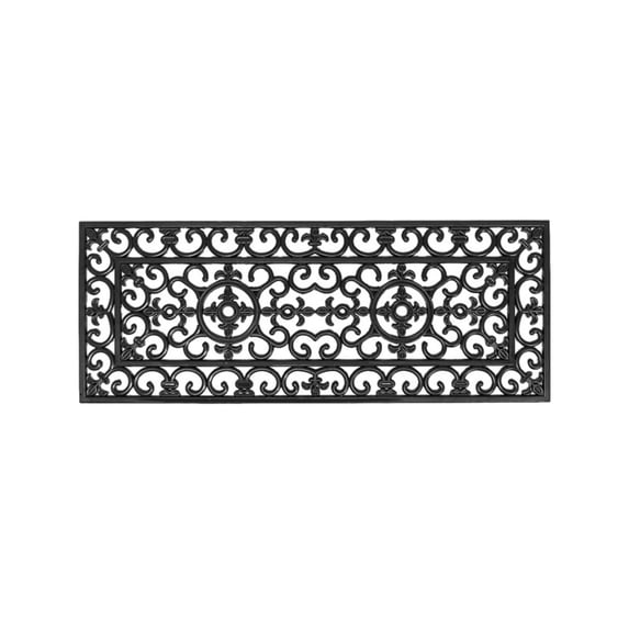 Imports Decor Inc Black Rectangular Skid Free Napoleon Themed Rubber Doormat 47" x 18"