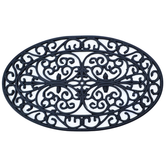 Imports Decor Inc 30" Blue Elegant Oval Machine-Made Door Mat