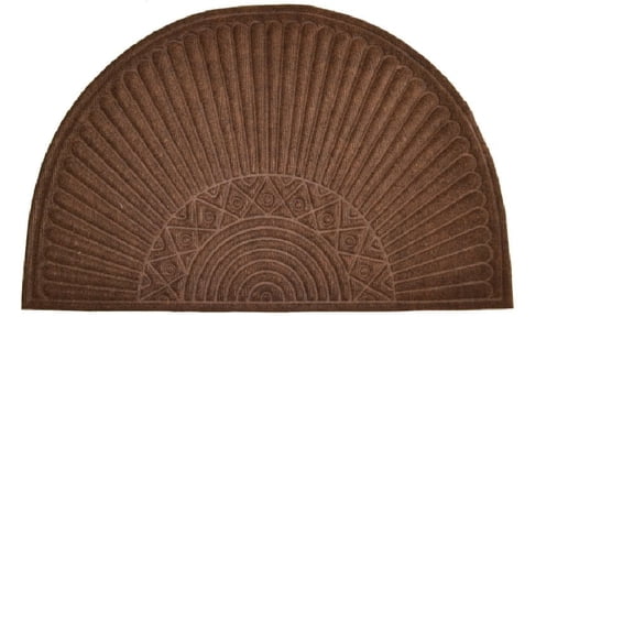 Imports Dcor Half-Round Synthetic Door Mat, Brown, 24" x 36" Durable Indoor/Outdoor Entrance Rug
