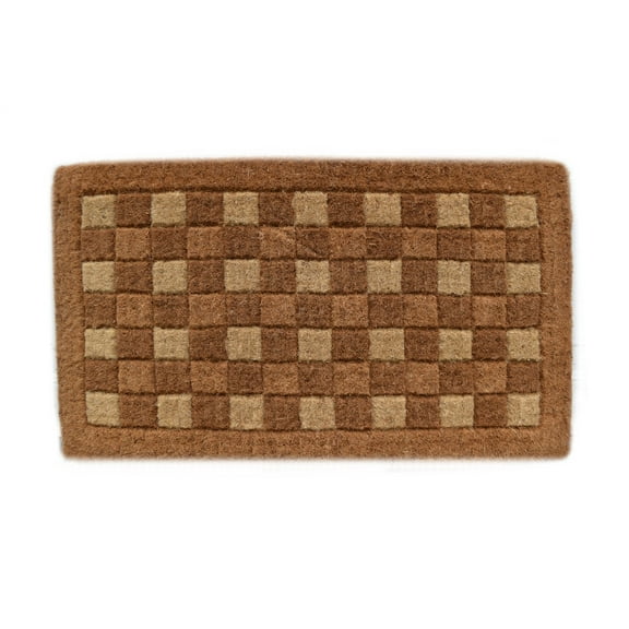 Imports Decor Traditional Coir Doormat, Checkerboard Pattern, 18-Inch by 30-Inch