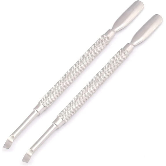 Imports Double Head Stainless Steel Cuticle Pusher Pedicure Care Tool Nail Dead Skin Pusher Spoon Double-Ended Nail Care 2pcs