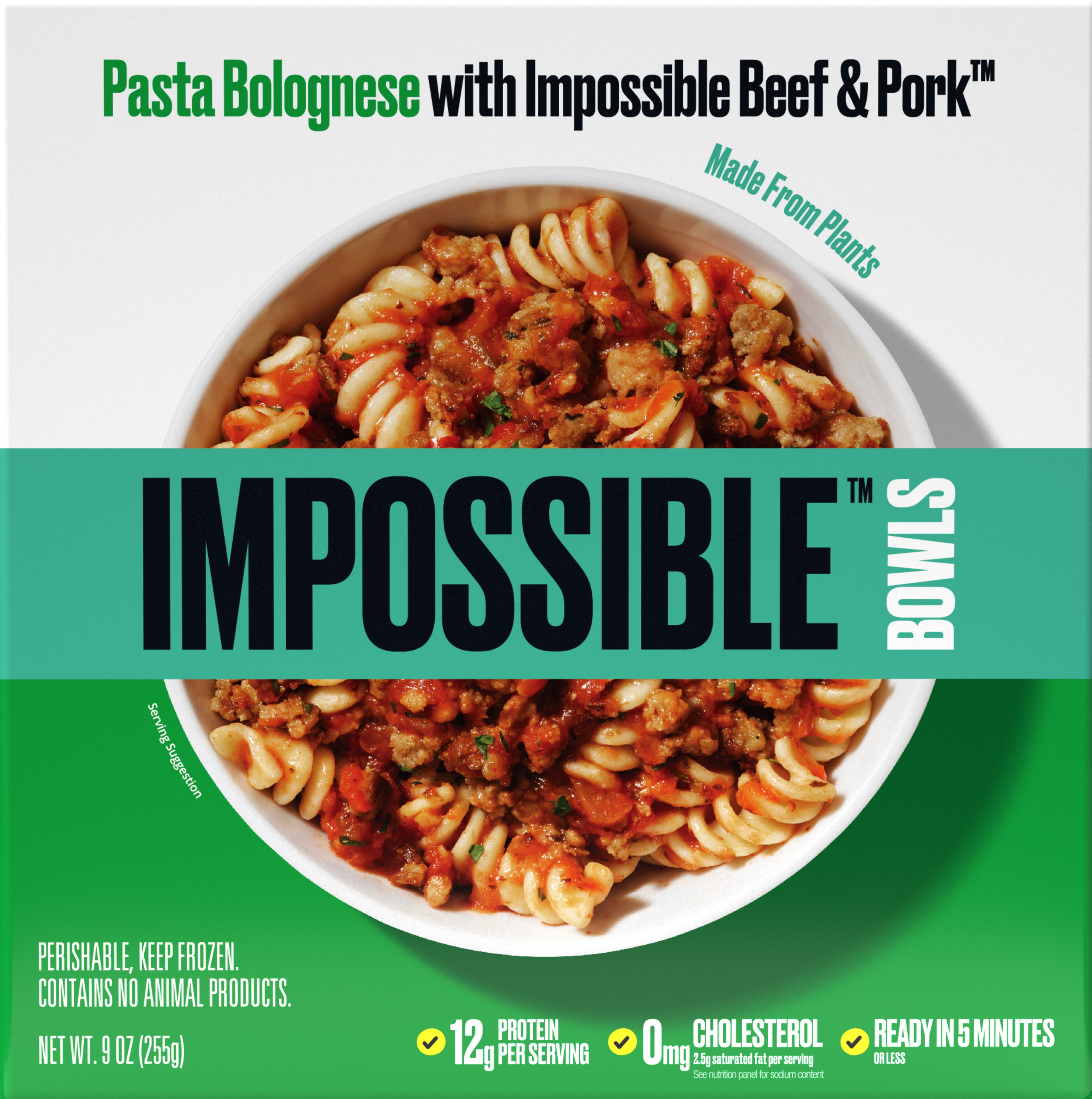 Impossible Bowls, Pasta Bolognese with Impossible Beef & Pork, 9oz (Frozen Meal)
