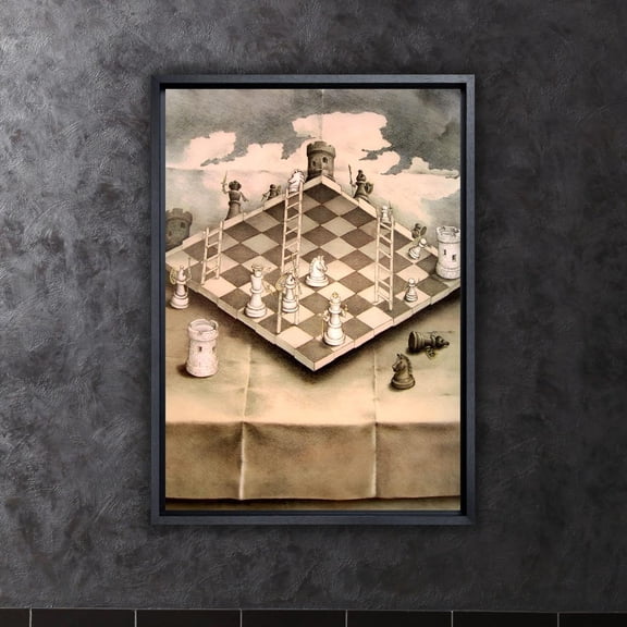 Impossible Chess Poster, Wall Art Print, Maurits Cornelis Escher Chess Wall Art, Fine Art Print, Reproduction Print Art, Modern Wall Art UNFRAMED PAPER POSTER, Home Decor, Vintage Gift