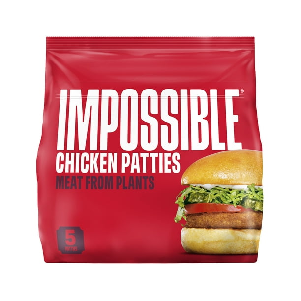 Impossible Chicken Patties Meat from Plants, Frozen, Fully Cooked, 5