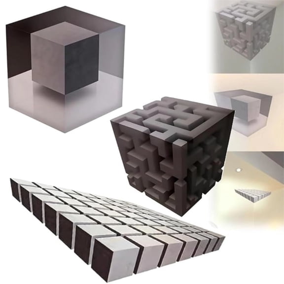 Impossible Corners – Wall Art That Redefines Vision, 3D Optical Illusion Corner Wall Decal, Peel and Stick Geometric Cube Art, Modern Abstract Illusion Decor for Library Office Bedroom