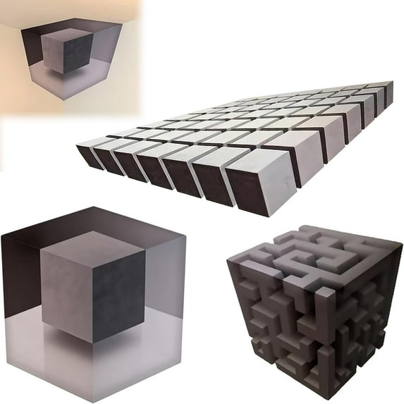 Impossible Corners – Wall Art That Reshapes Reality, 3D Optical Illusion Corner Wall Decal - Large Removable Peel Impossible Corners Wall Art Home Decor for Room Bathroom Hallway (3PCS)