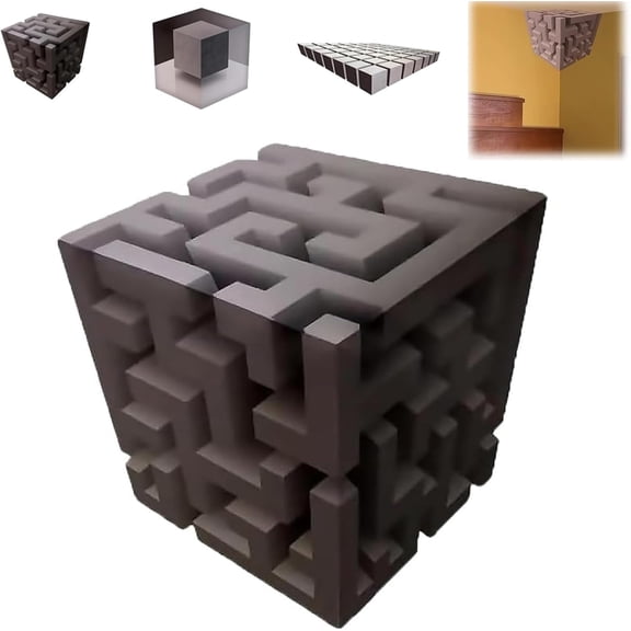 Impossible Corners – Wall Art That Reshapes Reality, 3D Optical Illusion Corner Wall Decal, Unique Peel Stick Wall Stickers for Spatial Illusion & Perceptual Shift, Modern Home Office Decor (#B)