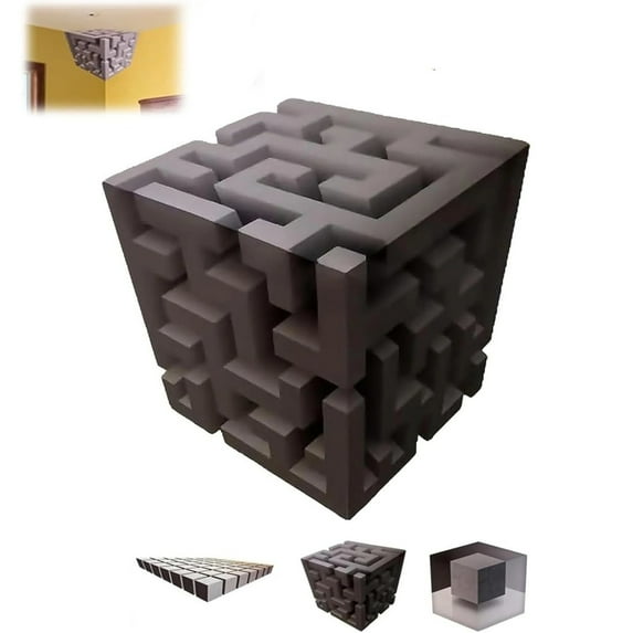 Impossible Corners Wall Sticker – Wall Art That Reshapes Reality, 3D Wall Art Optical Illusion Corner Wall Decal, Large Easy Peel and Stick Cube Wall Decal, Modern Abstract Home Decor(B-1PCS)