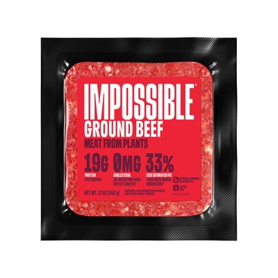 Impossible Foods Ground Beef Meat from Plants, 12 oz Brick