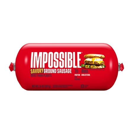 Impossible Foods Savory Ground Sausage Meat from Plants, Raw, 14 oz Tube (Frozen)