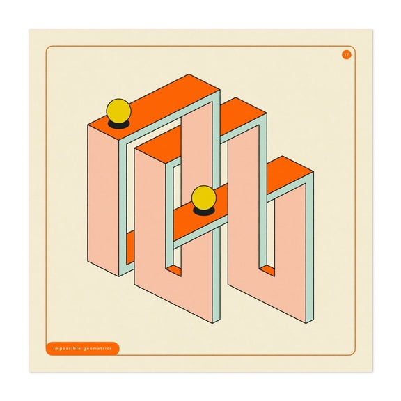 Impossible Geometrics (17) - Illustration Geometric Modern Art Abstract Mid-Century Modern Retro Surrealism Unframed Wall Art Print 6 x 6 inches