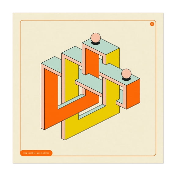Impossible Geometrics (36) - Illustration Geometric Modern Art Surrealism Minimalist Abstract Mid-Century Modern Unframed Wall Art Print 6 x 6 inches
