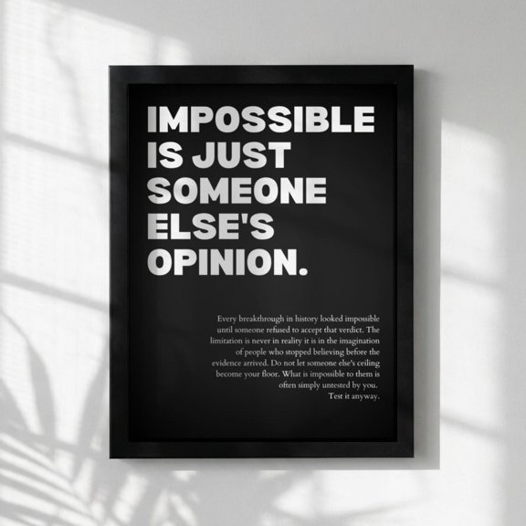 Impossible Is Just Someone Elses Opinion Powerful Motivational Wall Art Success Quote Modern Office Decor Portrait Home Unframed Paper Print