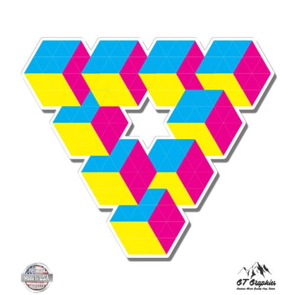 Impossible Object Reutersvard Illusion Triangle - 5" Vinyl Sticker - For Car Laptop I-Pad - Waterproof Decal