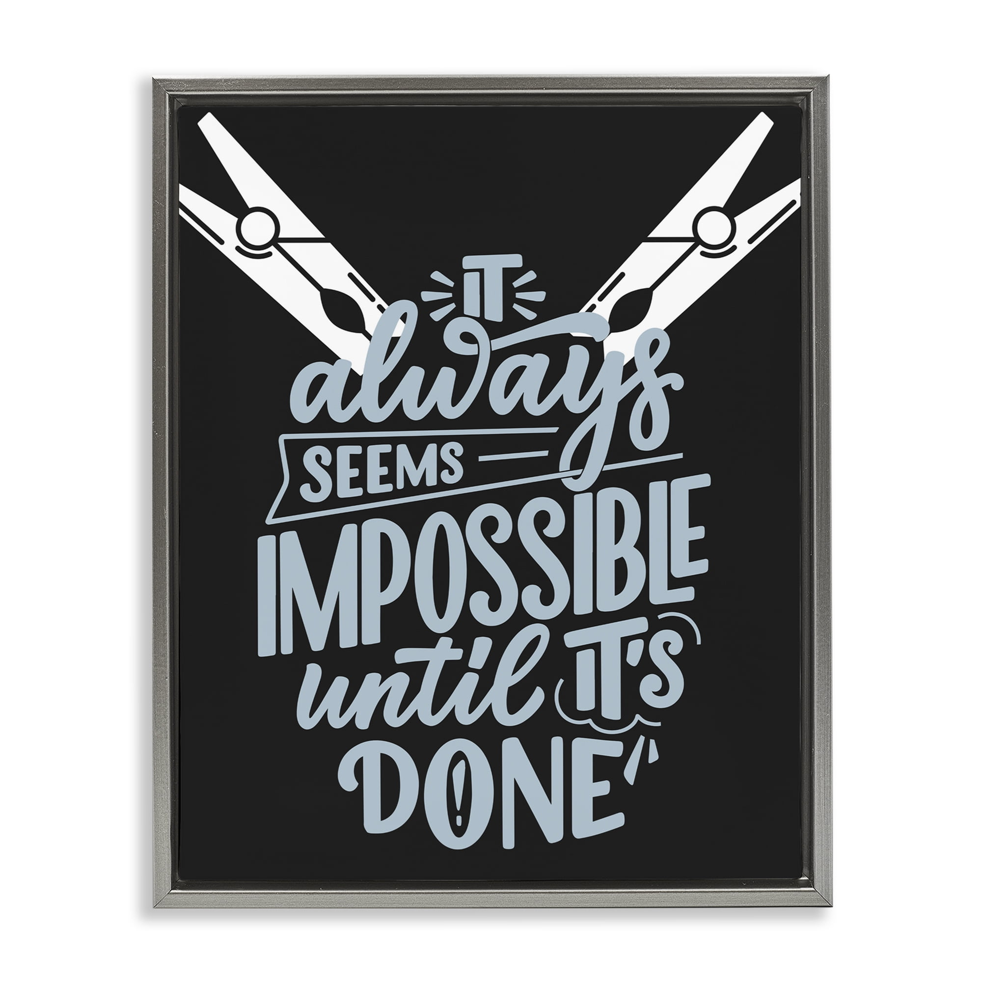 Impossible Until It's Done Gray Framed Floater Canvas Wall Art, design by Jesse Keith